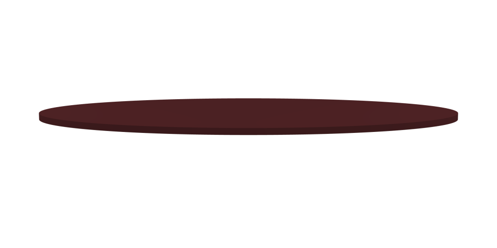 Table Top - Shape Superellipse - Length 200.00 cm - Width 100.00 cm - Superellipse Exponent 2.00  - Thickness 3 cm - Freeform 1.00000000 - Surface Linoleum, 4154 Burgundy - Core Laminboard - Edge Linoleum, 4154 Burgundy - Profile Edge 90°