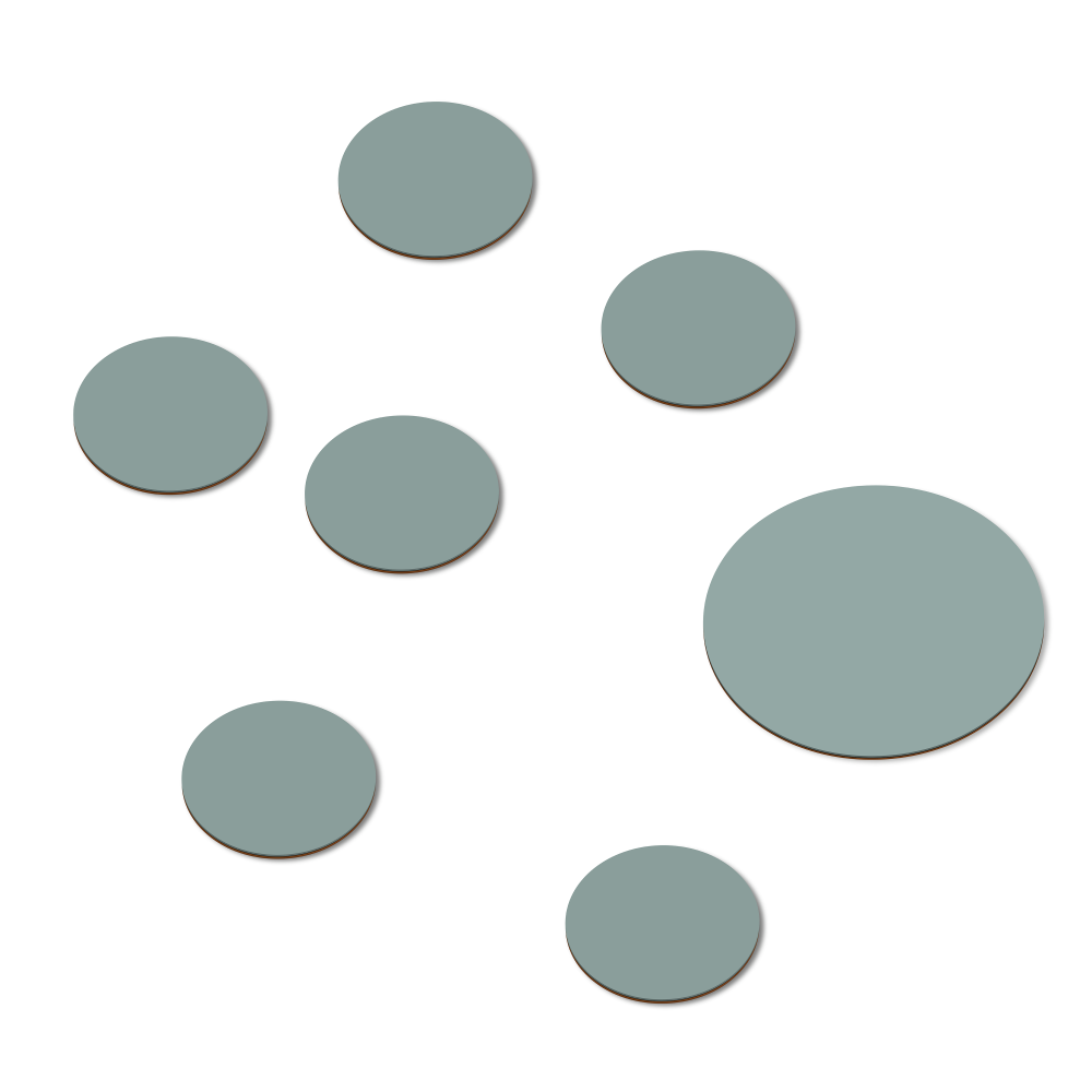 Set aus sieben PAD-Untersetzern von Faust in 4004 Blue Haze ᴺᴱᵁ