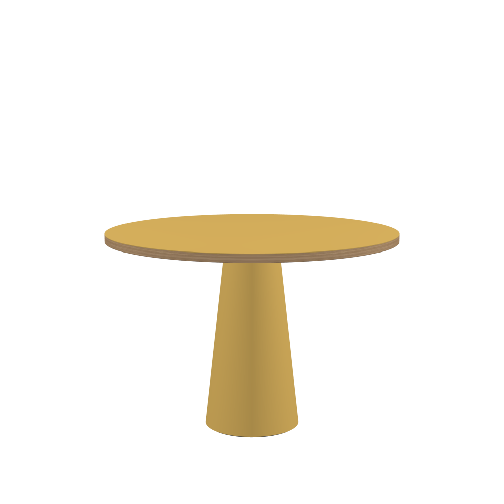 ALT Table - Shape Round - Length 110,00 cm - Width 110,00 cm - Thickness 3 cm - Freeform 1.00000000 - Surface Linoleum, S588 Pure Linoleum - Core Laminboard - Edge Wood, Oak - Profile Edge 90° / ALT Table Stand - Surface Linoleum, S588 Pure Linoleum - Size S: Ø 36 × H 72 cm