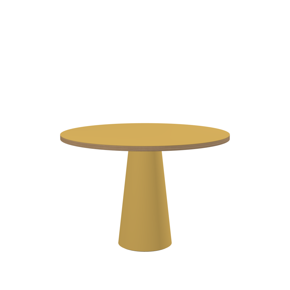 ALT Table - Shape Round - Length 110.00 cm - Width 110.00 cm - Thickness 3 cm - Freeform 1.00000000 - Surface Linoleum, S588 Pure Linoleum - Core Laminboard - Edge Wood, Oak - Profile Edge 90° / ALT Table Stand - Surface Linoleum, S588 Pure Linoleum - Size S: Ø 36 × H 72 cm