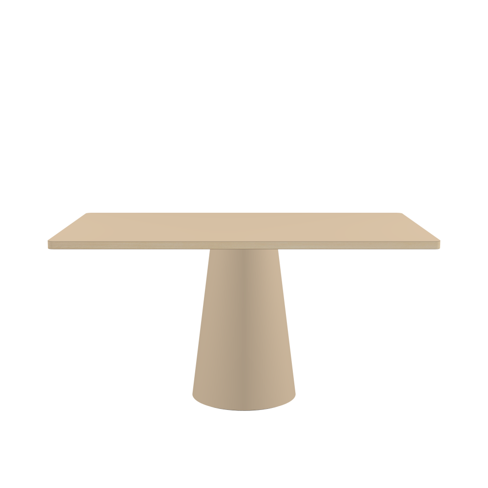 ALT Table - Shape Square - Length 150,00 cm - Width 90,00 cm - Radius 2,60 cm - Thickness 3 cm - Surface Linoleum, 4007 Macadamia - Core Laminboard - Edge Wood, Ash - Profile Edge 90° / ALT Table Stand - Surface Linoleum, 4007 Macadamia - Size L: Ø 42 × H 72 cm