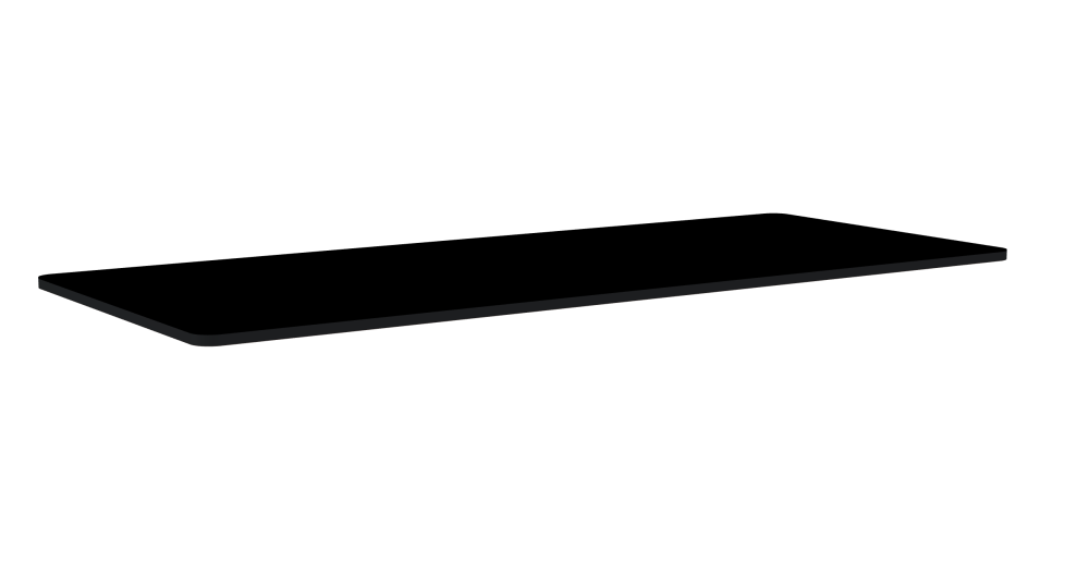 Table Top - Shape Square - Length 190.00 cm - Width 80.00 cm - Radius 4.00 cm - Thickness 2.1 cm - Freeform 1.00000000 - Surface Linoleum, 4023 Nero - Core MDF - Edge MDF, Black - Profile Edge 90°