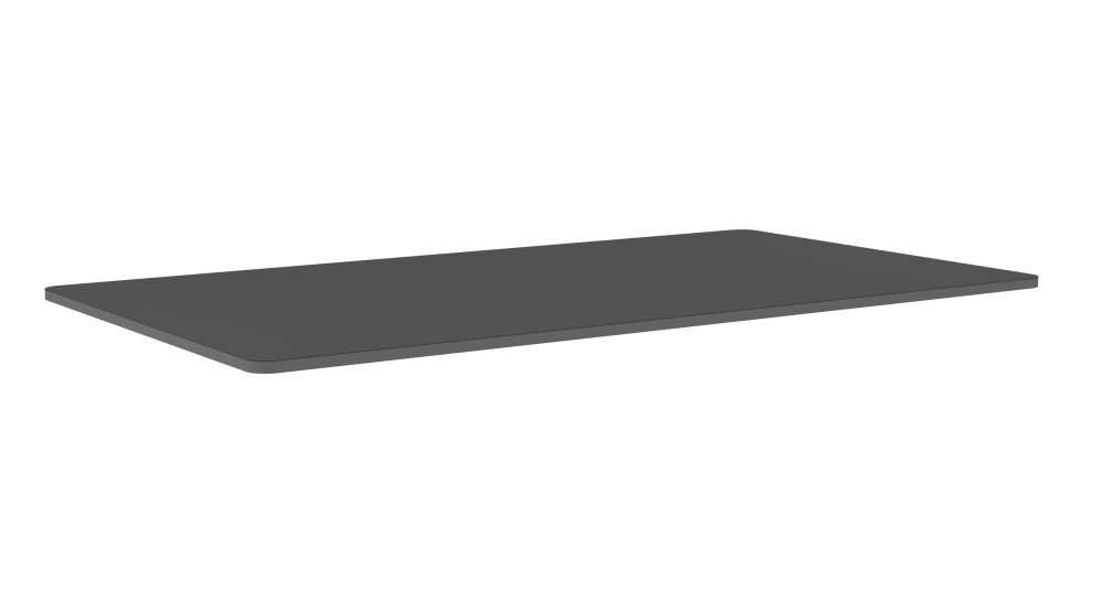 Table Top - Shape Square - Length 180.00 cm - Width 100.00 cm - Radius 4.00 cm - Thickness 2.1 cm - Freeform 1.00000000 - Surface Linoleum, 4012 Basalt - Core MDF - Edge MDF, Grey - Profile Edge 90°