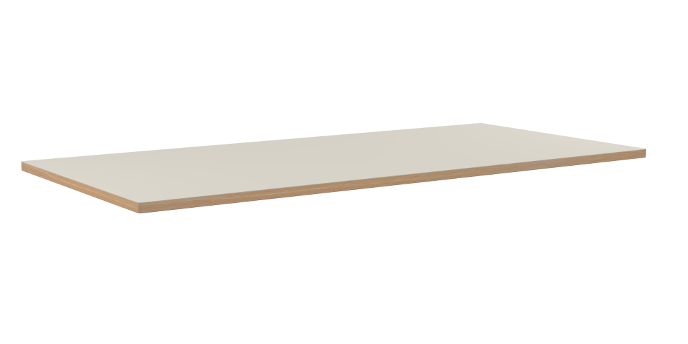 Table Top - Shape Square - Length 200.00 cm - Width 95.00 cm - Radius 1.00 cm - Thickness 3 cm - Surface Linoleum, 4176 Mushroom - Core Laminboard - Edge Wood, Larch - Profile Edge 90°