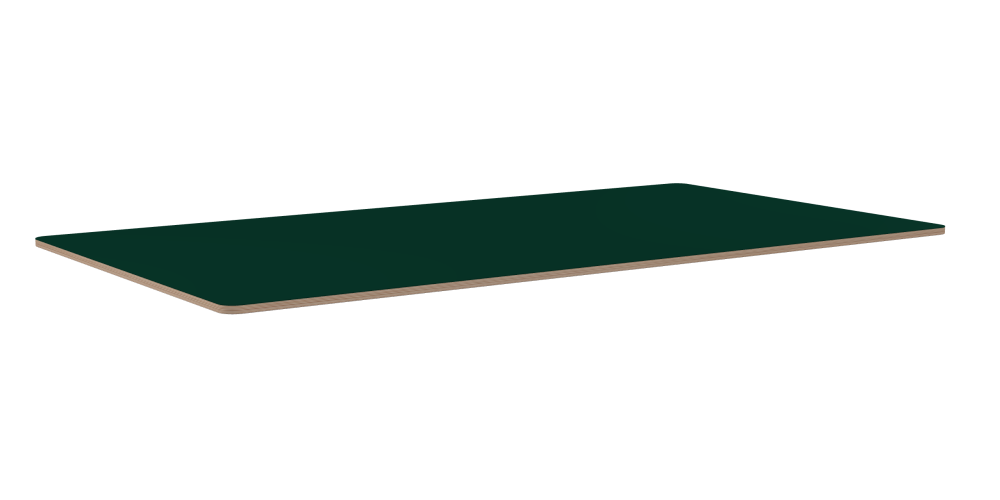 Table Top - Shape Square - Length 220.00 cm - Width 120.00 cm - Radius 4.00 cm - Thickness 2 cm - Freeform 1.00000000 - Surface Linoleum, 4174 Conifer - Core Birch Plywood - Profile Edge 90°