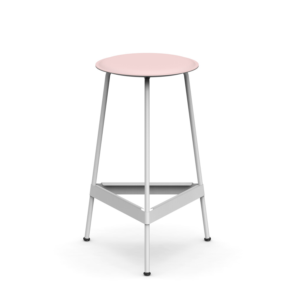 Ravioli bar stool by Faust with linoleum seat against a white background.